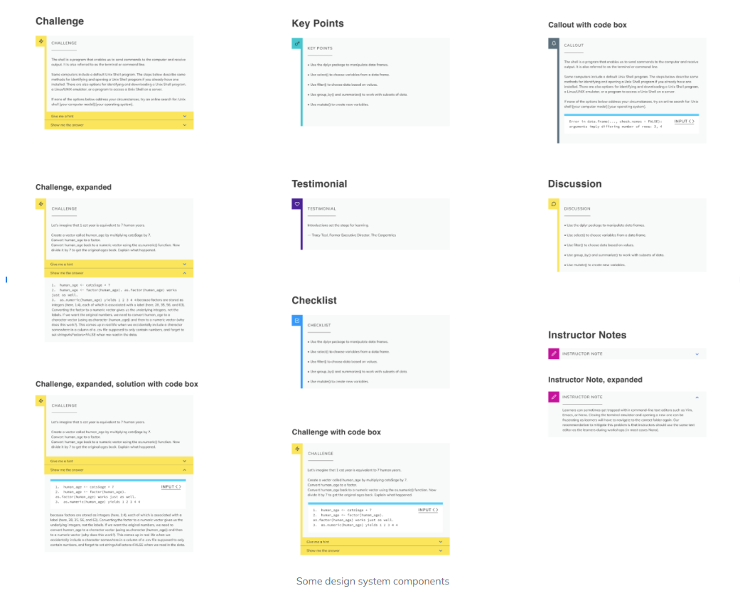 Screenshot of the workshop website navigation interface showing a sidebar menu with links to different sections such as Introduction, Prerequisites, and Explore the Material. The main content area displays instructions for navigating the material.